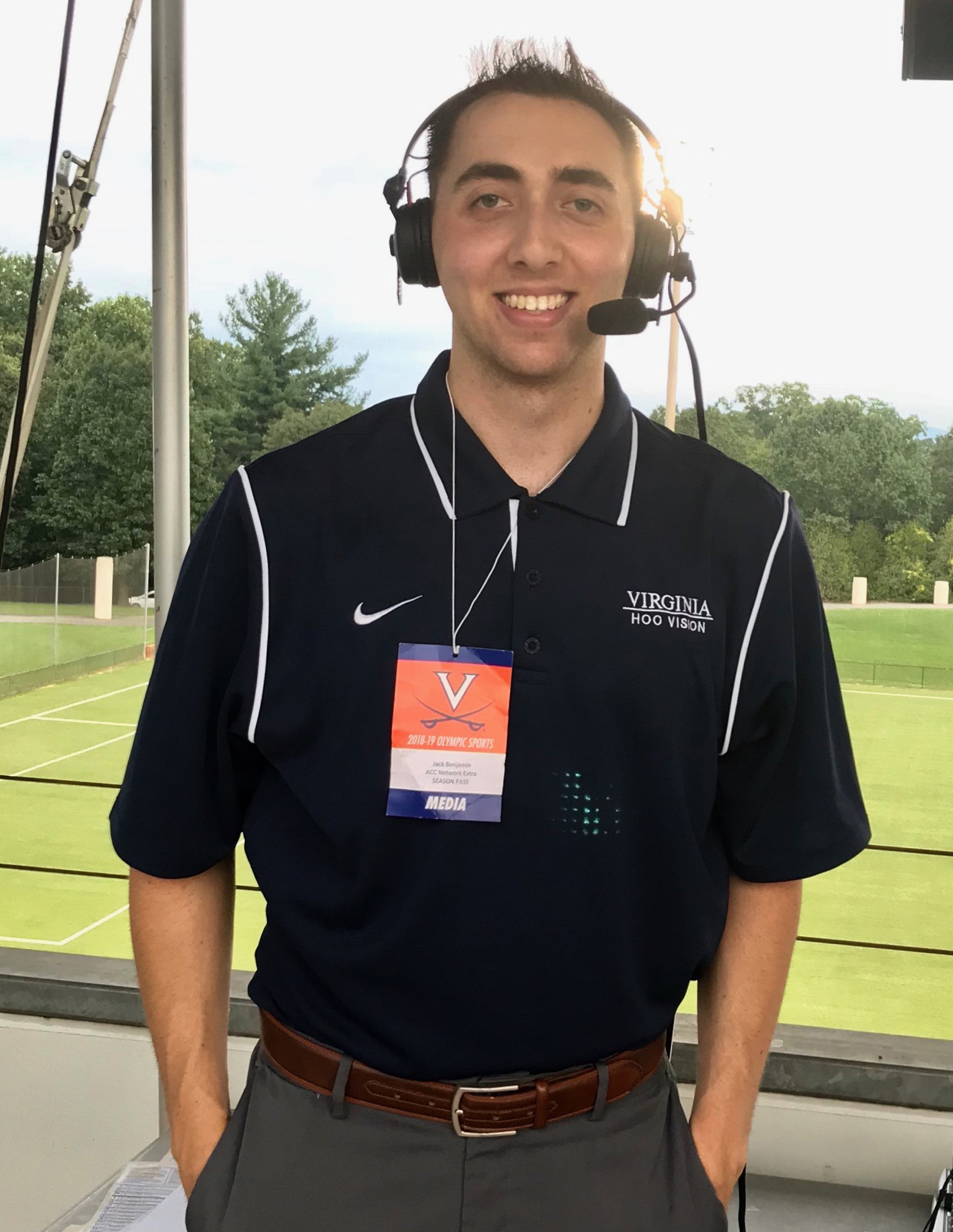 Jack Benjamin wearing a UVA polo shirt